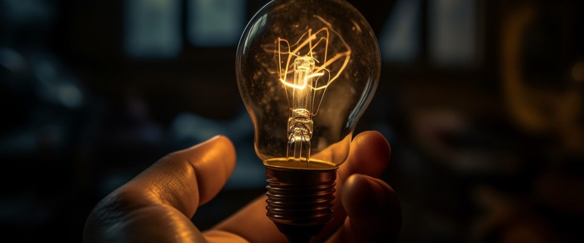 The glowing filament ignites inspiration for bright ideas indoors generated by artificial intelligence